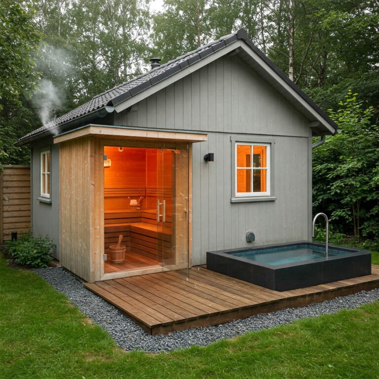 A model of our wellness center. This is complete with a sauna and a cold plunge.