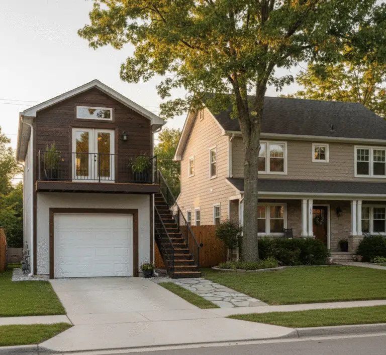 Garage on the side of a home